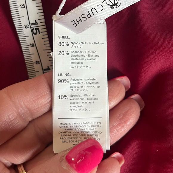 NEW! Cupshe Burgundy With Cream Embroidery detail Swimsuit Women’s M - Picture 11 of 16